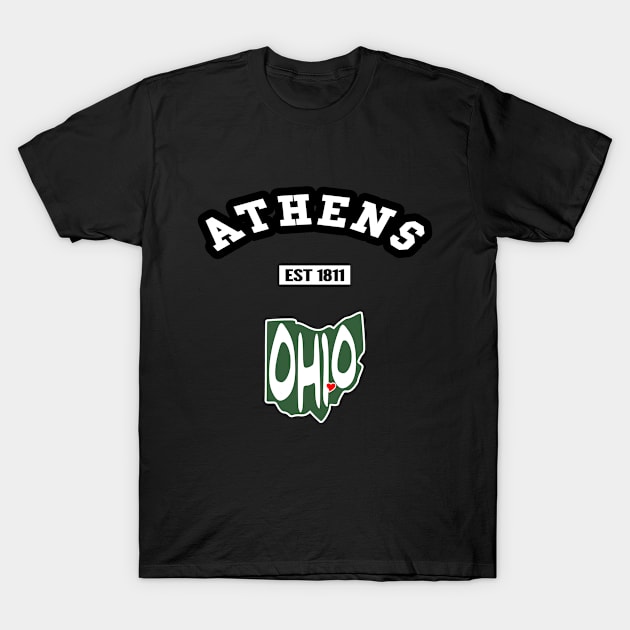 😼 Athens Ohio Strong, Buckeye State Map, Est 1811, City Pride T-Shirt by Pixoplanet